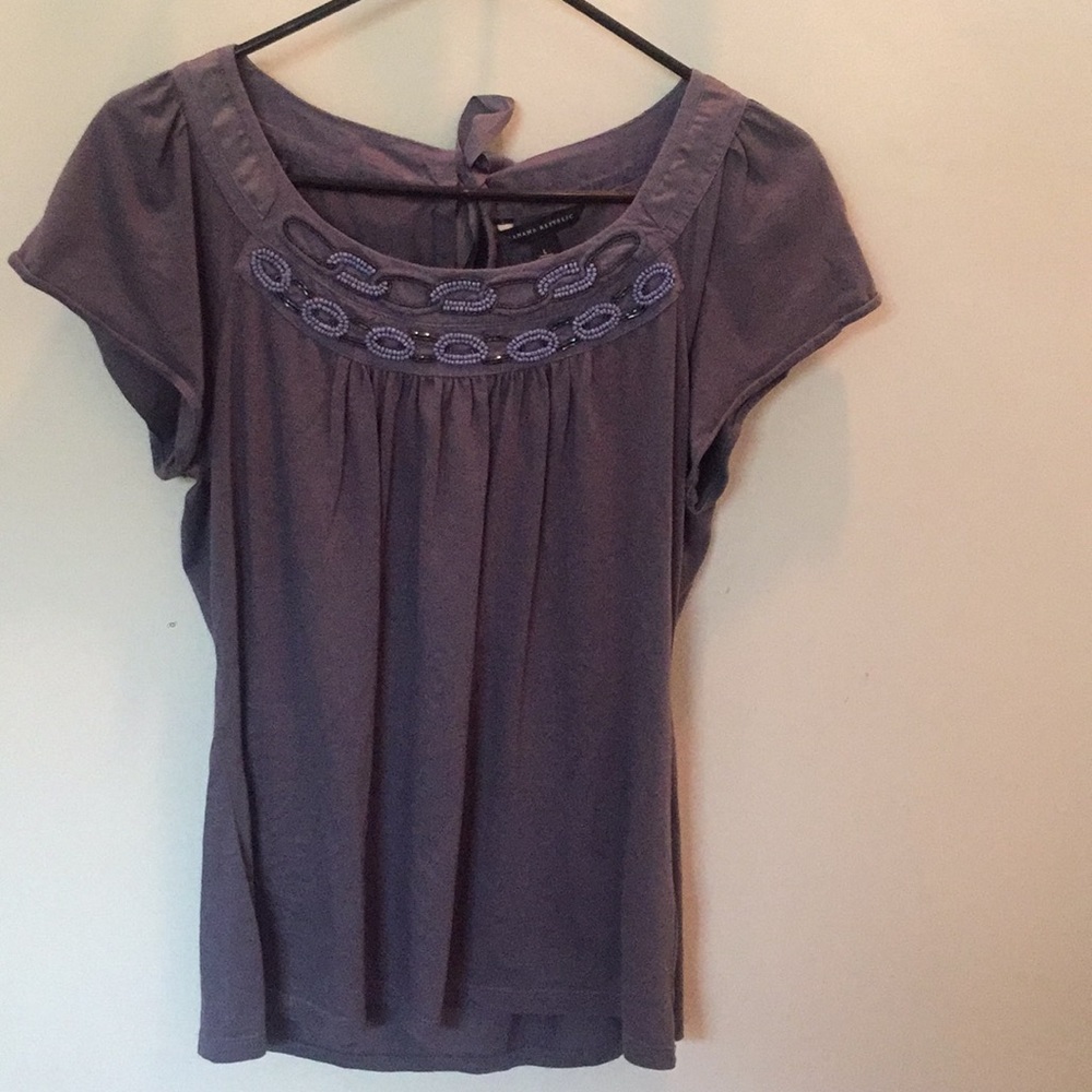 Simple beaded blue top